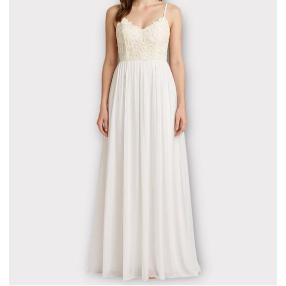 Dress The Population Asha Lace and Chiffon Maxi Dress in White and Ivory, Size S - Picture 4 of 14